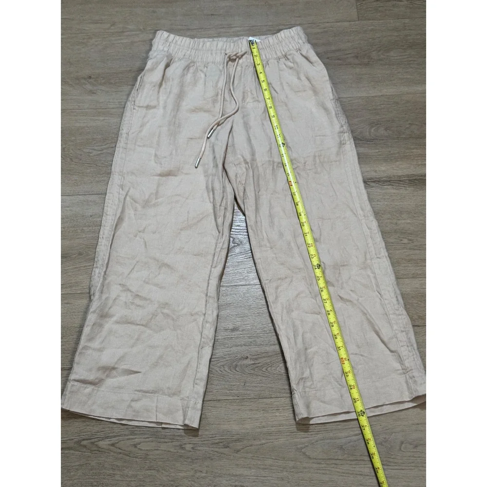 Quince European Linen Wide Leg Pants Beige Sand Drawstring Trousers SP/25